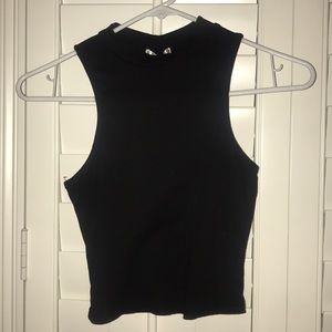 Black Turtleneck tank top crop top